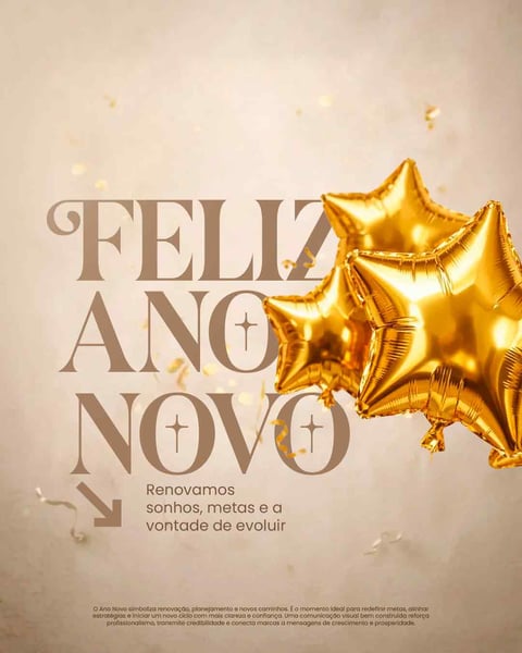 Feliz Ano Novo: Balões Dourados, Celebração, Renovação, Sonhos E Metas Social Media PSD Editável