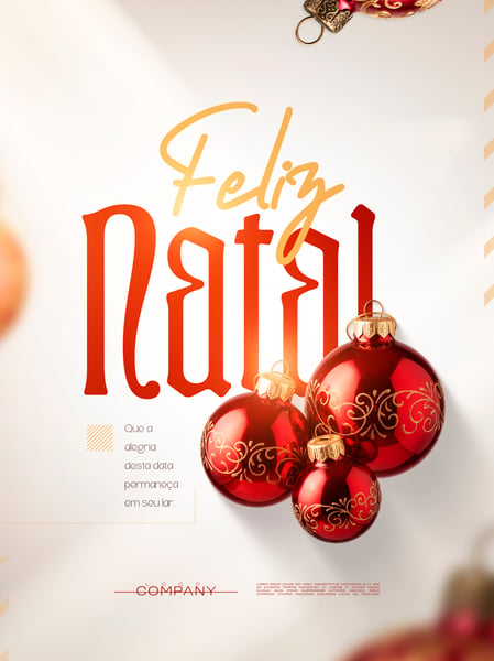 FELIZ NATAL BOLAS VERMELHAS SOCIAL MEDIA FLYER PSD EDITÁVEL