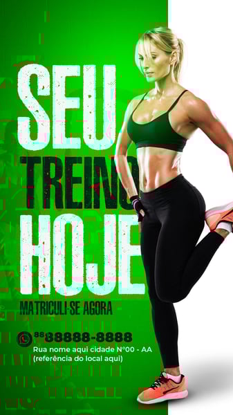 STORY SEU TREINO HOJE POST INSTAGRAM ACADEMIA SOCIAL MEDIA PSD EDITÁVEL