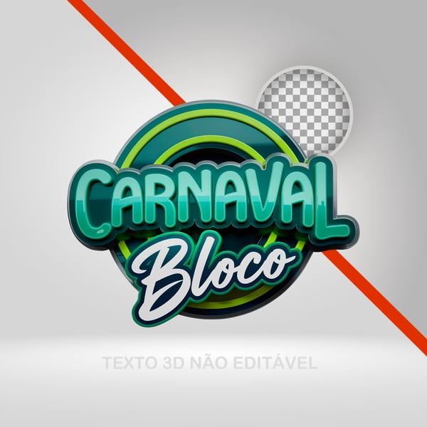 SELO 3D CARNAVAL, TEXTO 3D, LOGOTIPO PARA BLOCO, FOLIA, FLYERS 09 PNG TRANSPARENTE