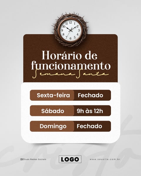 FELIZ PÁSCOA COMUNICADO HORÁRIO DE FUNCIONAMENTO