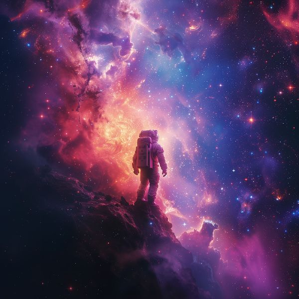 ASTRONAUTA NA ESPAÇO | COM LUZES NEON | FAÍSCAS | IMAGEM BACKGROUND