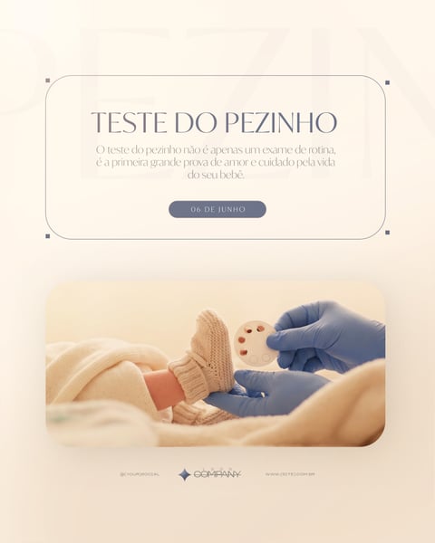 Teste do Pezinho Exame Neonatal Saúde do Bebê Social Media PSD Editável 1