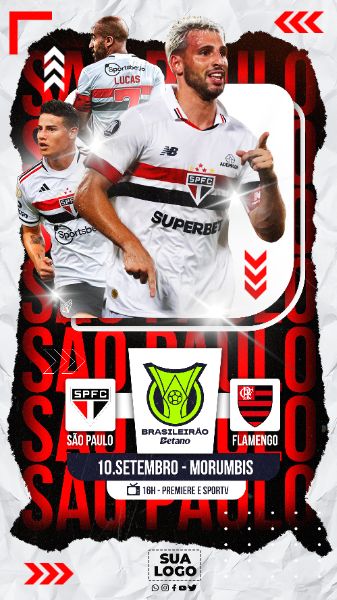 FLYER ESPORTIVO BRASILEIRÃO DIA DE JOGO SÃO PAULO STORIES