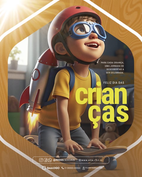 FELIZ DIA DAS CRIANÇAS 12 DE OUTUBRO FEED SOCIAL MEDIA PSD EDITÁVEL 02