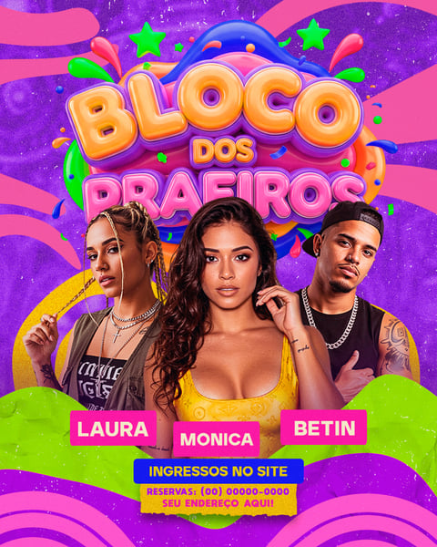 FLYER PARA EVENTOS BLOCO DOS PRAIEIROS 3 FEED