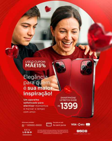 PROMOÇÃO DE SMARTPHONE ELETRÔNICOS CAMPANHA PRESENTE DIA DAS MÃES SOCIAL MEDIA PSD EDITÁVEL