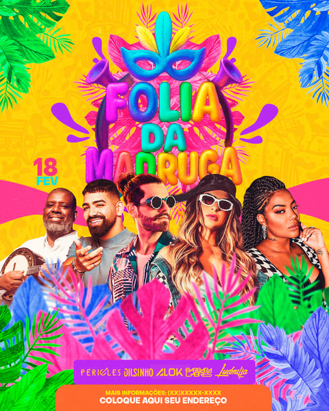 FLYER PARA EVENTOS BLOCO DA MADRUGA FEED