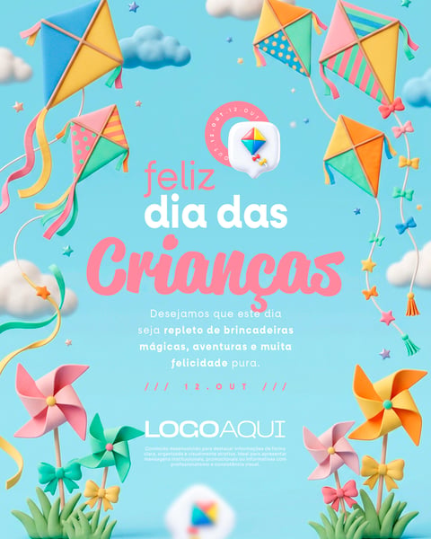 DIA DAS CRIANÇAS CARTAZ PIPA SOCIAL MEDIA FLYER PSD EDITÁVEL