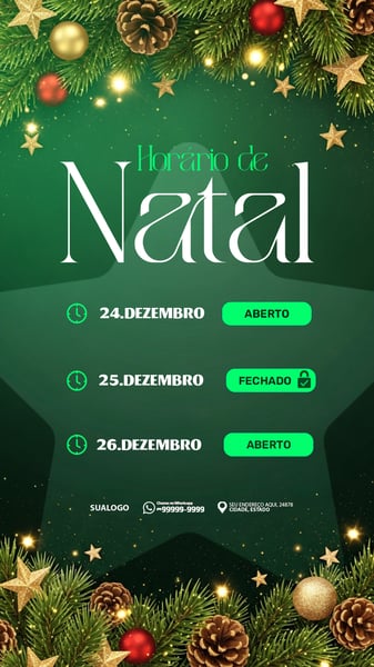 ATENÇÃO HORÁRIO ESPECIAL DE NATAL 7 ST