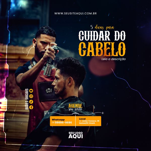 BARBEARIA, BARBEIRO, CABELELEIRO - SOCIAL MEDIA - PSD EDITÁVEL