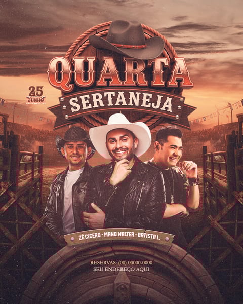 FLYER PARA EVENTOS 2026 QUARTA SERTANEJA FEED