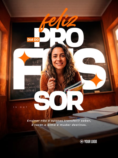 DIA DO PROFESSOR HOMENAGEM EDUCAÇÃO SOCIAL MEDIA FLYER PSD EDITÁVEL