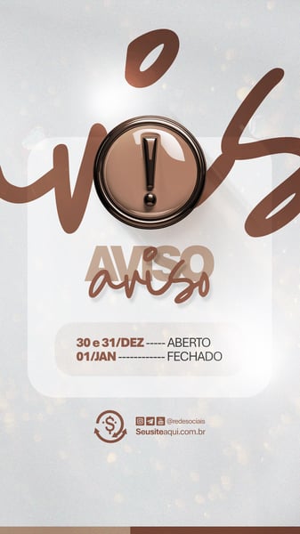 AVISO INFORME HORÁRIO COMUNIDADO FELIZ NATAL ANO NOVO SOCIAL MEDIA PSD EDITÁVEL