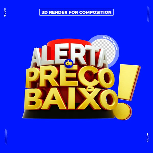 SELO 3D ALERTA DE PREÇO BAIXO PARA COMPOSIÇÃO