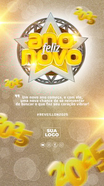 FELIZ ANO NOVO 2025 REDES SOCIAIS PSD EDITÁVEL