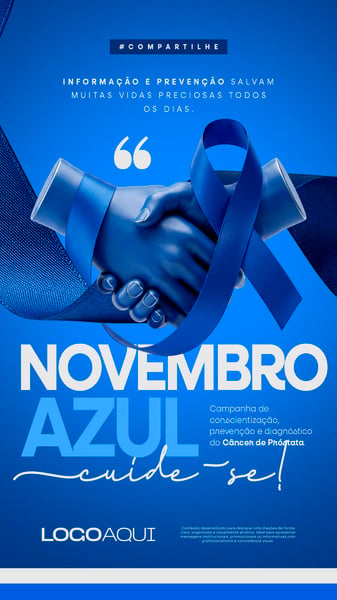 NOVEMBRO AZUL APOIO CONSCIENTIZAÇÃO SOCIAL MEDIA FLYER PSD EDITÁVEL STORY