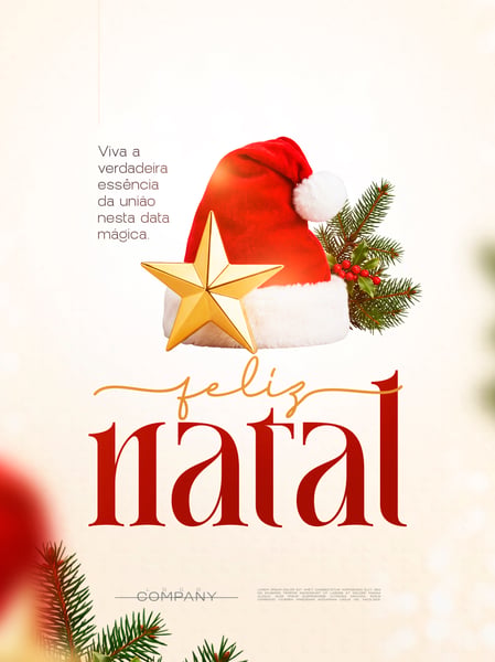 CARTÃO FELIZ NATAL COM GORRO SOCIAL MEDIA FLYER PSD EDITÁVEL