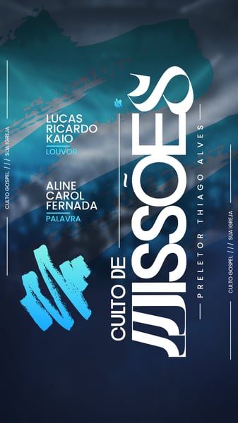 FLYER GOSPEL CULTO DOMINGO DE LOUVOR E ADORAÇÃO IGREJA SOCIAL MEDIA PSD EDITÁVEL
