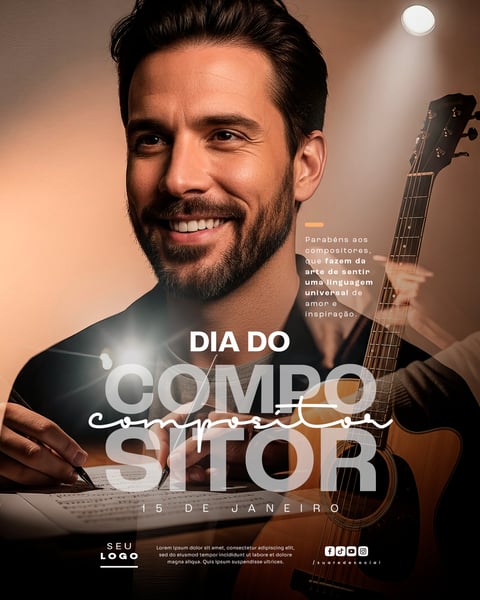DIA DO COMPOSITOR 15 DE JANEIRO SOCIAL MEDIA PSD EDITÁVEL 1