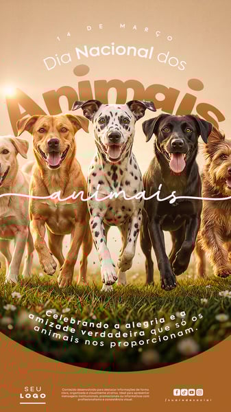 DIA NACIONAL DOS ANIMAIS 14 DE MARÇO STORY SOCIAL MEDIA PSD EDITÁVEL 1