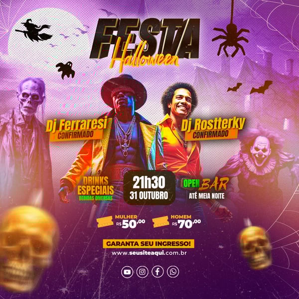 FLYER EVENTO MÚSICA FESTA HALLOWEEN