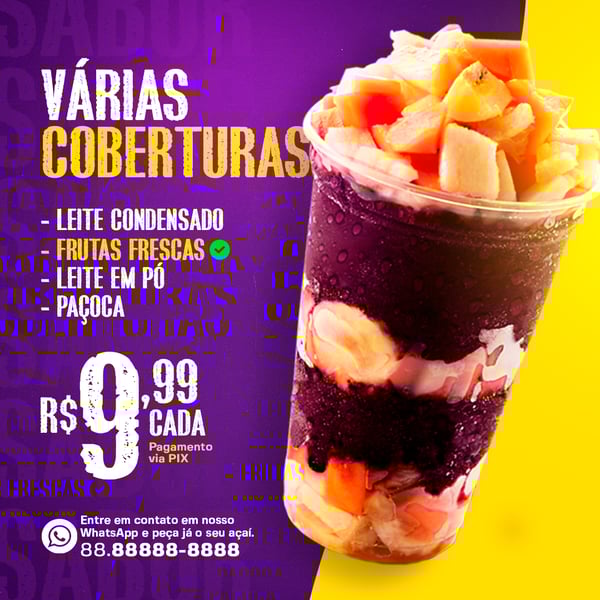 VÁRIAS COBERTURAS AÇAITERIA SOCIAL MEDIA PSD EDITÁVEL