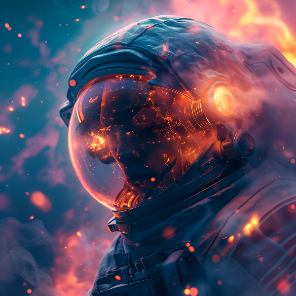 ASTRONAUTA NA ESPAÇO | COM LUZES NEON | FAÍSCAS | IMAGEM BACKGROUND