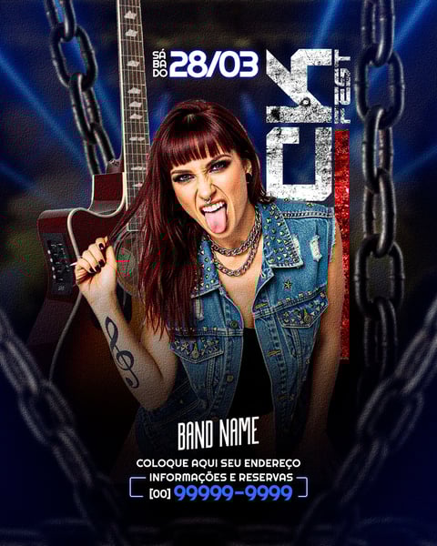 FLYER FEED EVENTO SHOW ROCK SOCIAL MEDIA PSD EDITÁVEL 5
