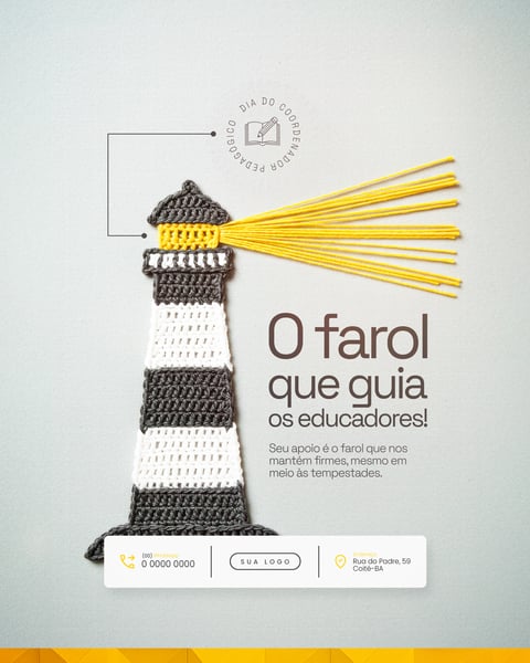 O FAROL QUE GUIA OS EDUCADORES DIA DO COORDENADOR PEDAGÓGICO SOCIAL MEDIA PSD EDITÁVEL