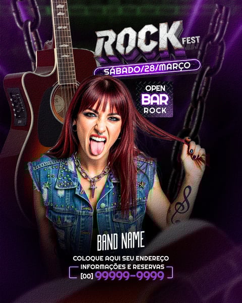 FLYER FEED EVENTO SHOW ROCK SOCIAL MEDIA PSD EDITÁVEL 4