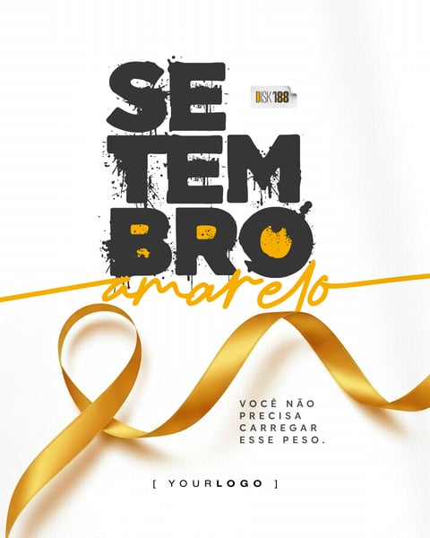 CARTAZ SETEMBRO AMARELO ESTILO GRUNGE COM LAÇO PSD EDITÁVEL