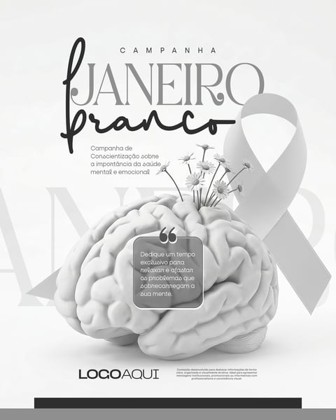 JANEIRO BRANCO CONSCIENTIZAÇÃO FITA CÉREBRO SOCIAL MEDIA FLYER PSD EDITÁVEL
