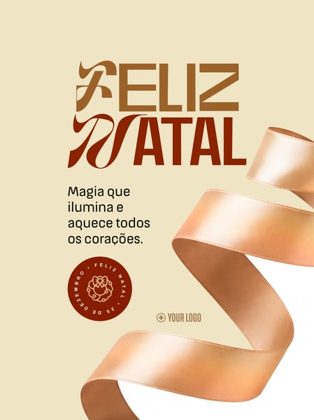 FELIZ NATAL FITA CETIM BEGE SOCIAL MEDIA FLYER PSD EDITÁVEL