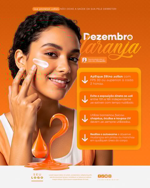 DEZEMBRO LARANJA MÊS DE CONSCIENTIZAÇÃO SOBRE O CÂNCER DE PELE SOCIAL MEDIA PSD EDITÁVEL (11)