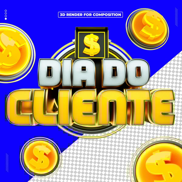 SELO 3D DIA DO CLIENTE PARA COMPOSIÇÃO