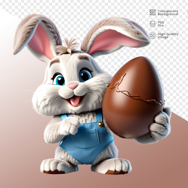 COELHO DA PÁSCOA  ELEMENTO 3D PARA COMPOSIÇÃO - COELHO COM CHOCOLATE