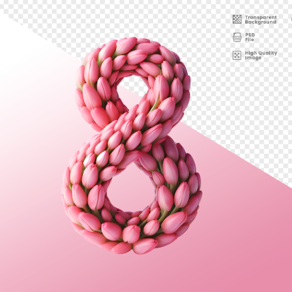 DIA DA MULHER -  ELEMENTO 3D NÚMERO 8 PARA COMPOSIÇÃO