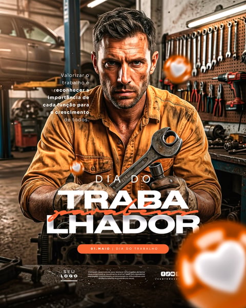 DIA DO TRABALHADOR 01 DE MAIO SOCIAL MEDIA PSD EDITÁVEL 3