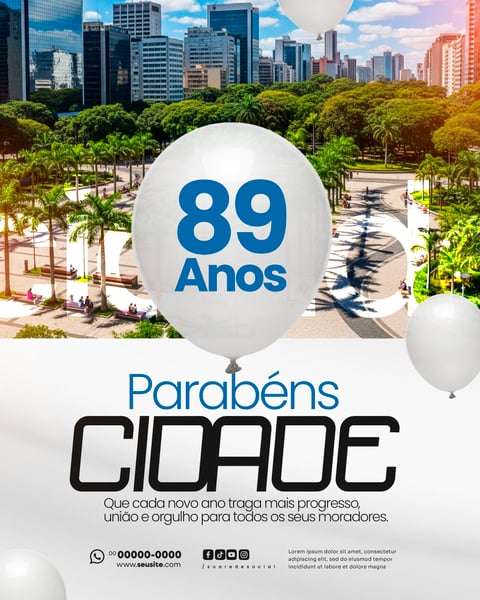 PARABÉNS CIDADE ANIVERSÁRIO SOCIAL MEDIA PSD EDITÁVEL 4