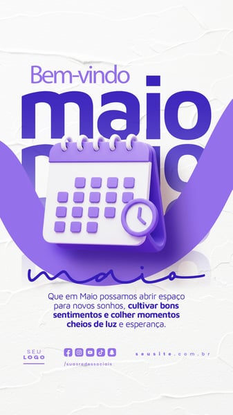 BEM VINDO MAIO SAUDAÇÃO MÊS SOCIAL MEDIA POST EDITÁVEL STORY