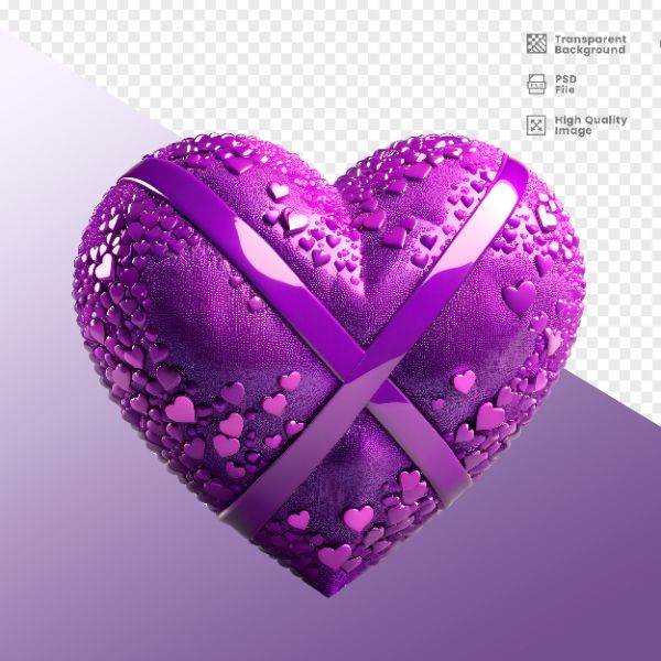 ELEMENTO PARA COMPOSIÇÃO DE CORAÇÃO 3D ROXO