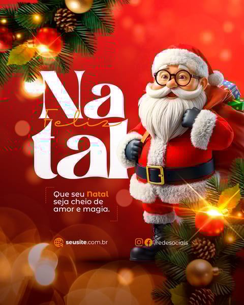 FELIZ NATAL 25 DE DEZEMBRO SOCIAL MEDIA FEED PSD EDITÁVEL