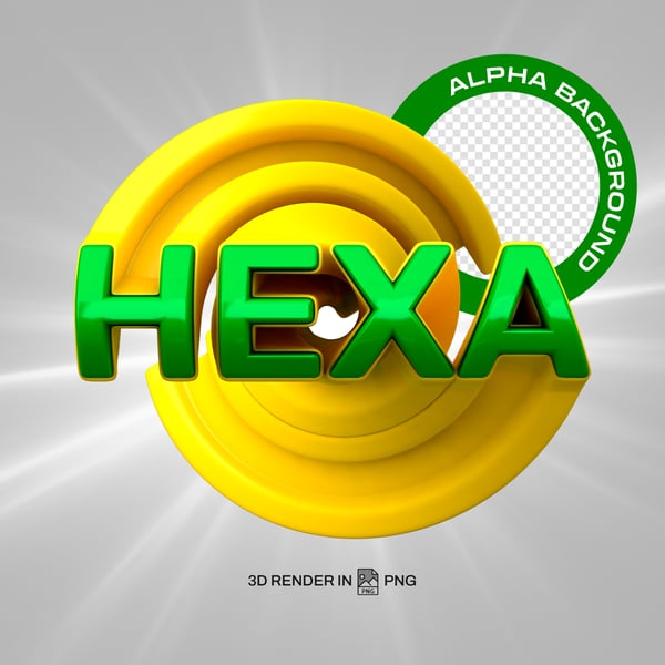 3D RENDER HEXA BRASIL VERDE E AMARELO PSD EDITÁVEL