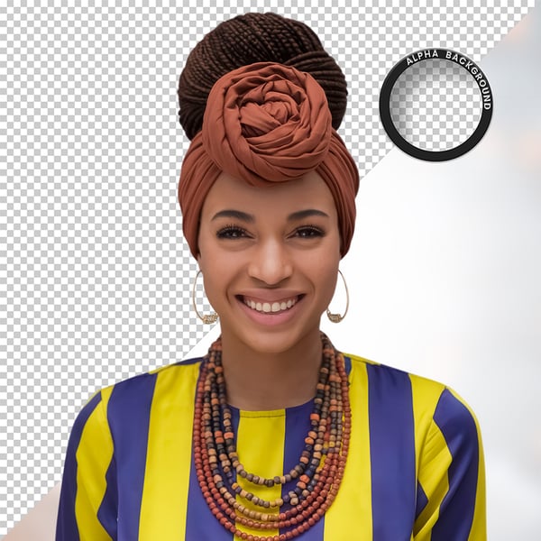 MULHER NEGRA AFRO ELEMENTO PSD PNG