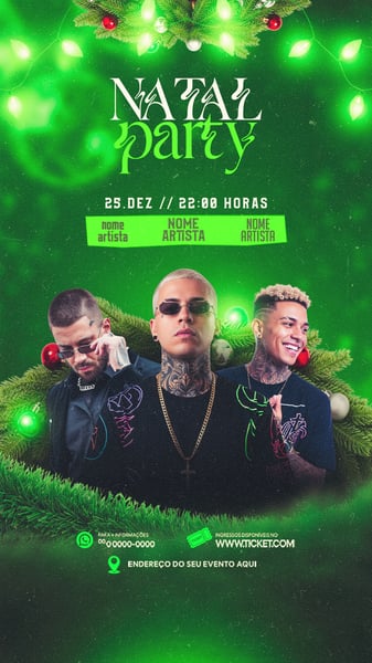 NATAL PARTY FLYER DE EVENTO SHOW ARTISTA BALADA EVENTO SERTANEJO FUNK STORY