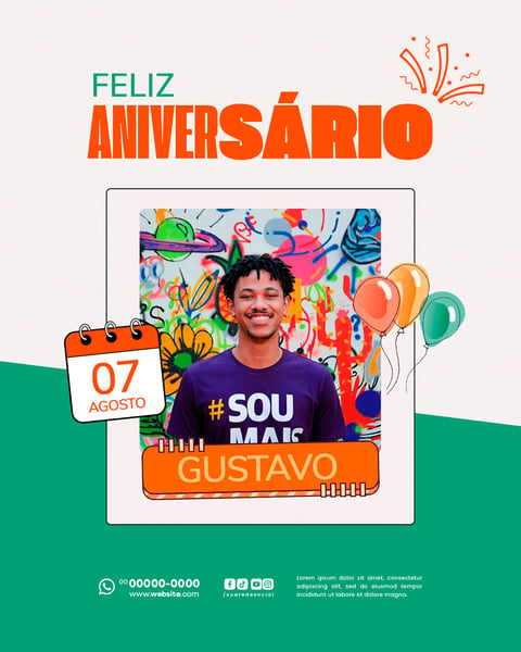 FELIZ ANIVERSÁRIO PARABÉNS SOCIAL MEDIA PSD FEED EDITÁVEL 2