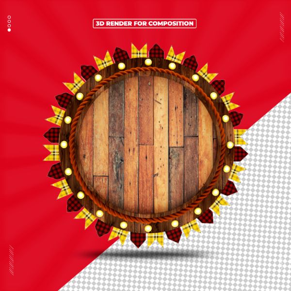 PAINEL REDONDO DE MADEIRA FESTA JUNINA 3D