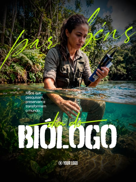 DIA DO BIÓLOGO PESQUISA AMBIENTAL SOCIAL MEDIA FLYER PSD EDITÁVEL