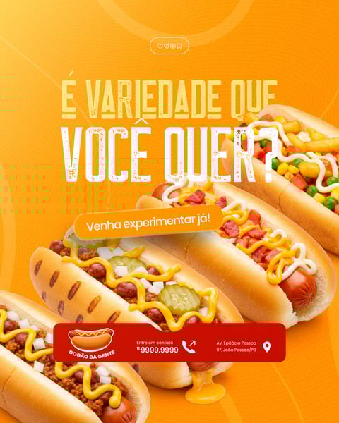CACHORRO QUENTE HOT DOG LANCHE SOCIAL MEDIA FEED POST EDITÁVEL